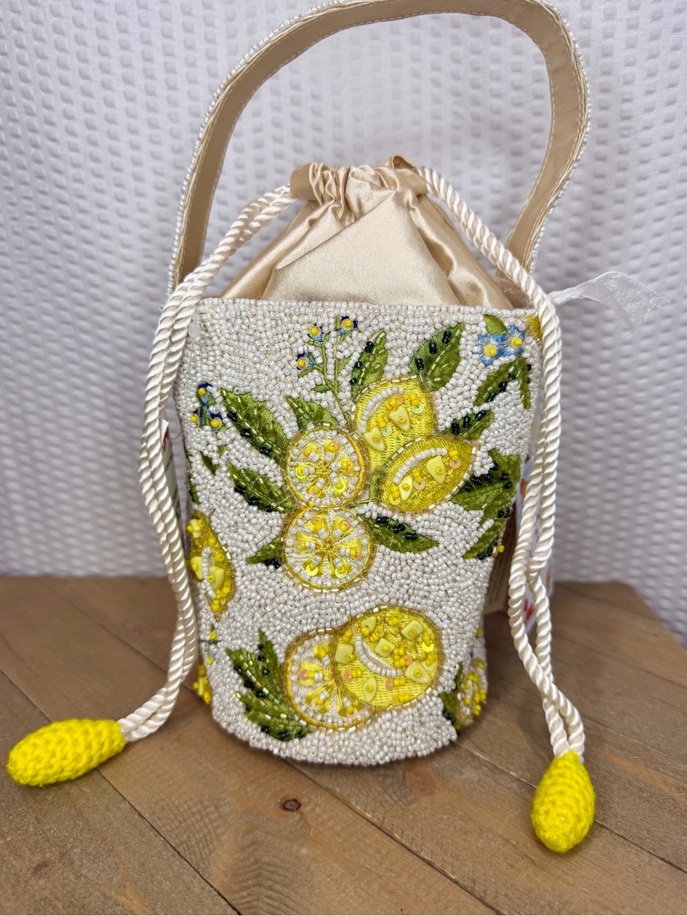 Viral Beaded Lemon Cylindrical Bag!!